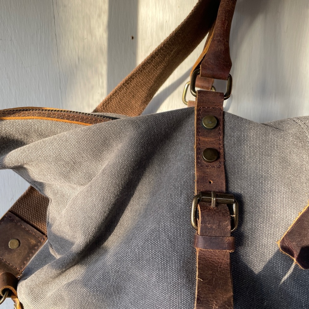 Custom Made Leather Tote Travel Bag - Picture 3 of 6